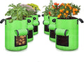 SCENGCLOS 6 Pack 10 Gallon Grow Bags, Sealed Window Planter Bags, Breathable Thickened Non-Woven Fabric Plant Pots with Access Flap, Garden Planting Bags for Grow Potato,Tomato,Carrot
