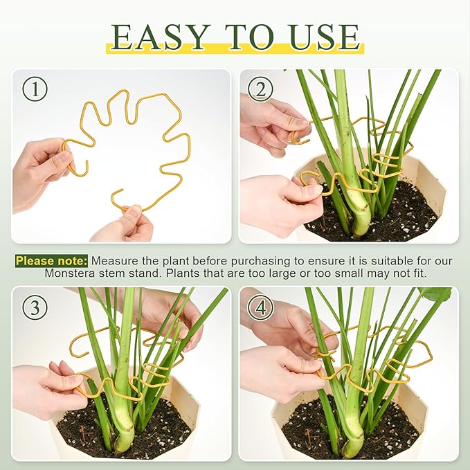 Monstera Plant Support 5 Pack, Plant Supports for Indoor Plants, Metal Plant Stem Holder Large Plant Support Ring for Climbing Plants Stem Stabilizer Moss Pole Growth