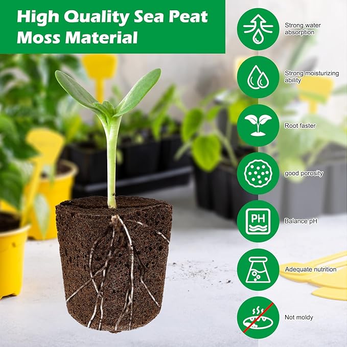 50 Pcs Square Hydroponics Pods, Seed Starter Sponge Pods for Seed Starter Plugs Grow Sponges for Indoor Outdoor Gardening