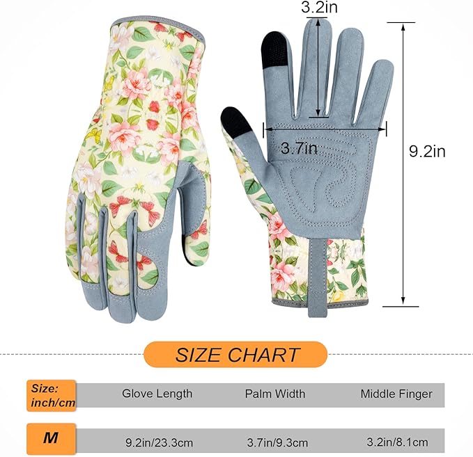 Leather Gardening Gloves for Women Thorn Proof Garden Gloves Touch Screen Working Gloves Gifts,M