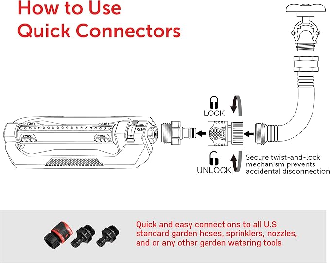 Eden 96216 Heavy Duty Turbo Oscillating Sprinkler, Covers Up to 4,900 sq. ft., 20 Precision Nozzles, Aluminum Base, Flow and Width Control, Adjustable Range, Quick Connects, Filters