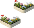 2-Pack L-Shaped Metal Raised Garden Bed 7x7x1.5 ft, 18" Tall Galvanized Steel Corner Raised Garden Bed for Vegetables & Flowers, Modular Outdoor Raised Planter Box - Sand Beige