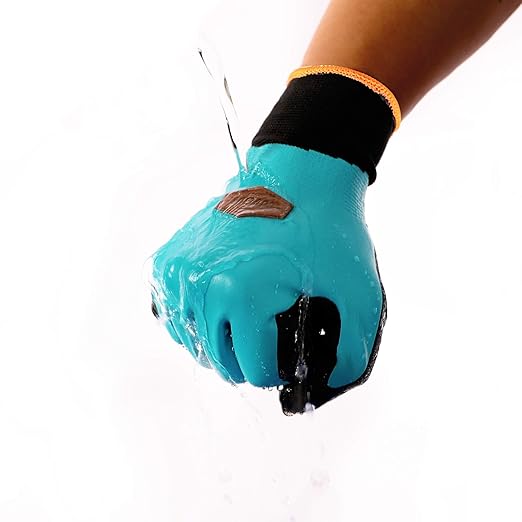 COOLJOB Waterproof Winter Freezer Gloves for Working Gardening Fishing Construction Worker, Double Coated Rubber for Warehouse Cold Refrigeration House, 2 Pairs Small Blue