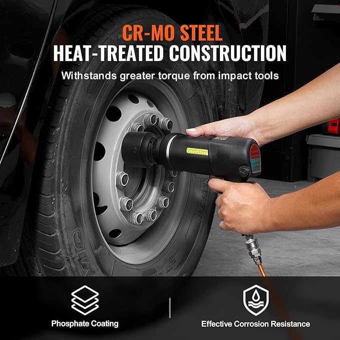 VEVOR Axle Nut Impact Socket Set - 3/4" Drive 6-Point 8-Piece SAE Spindle Nut Socket CR-MO Heat Treated Large Socket Set with Storage Case for Auto Repair, Removing or Installing Axle Nuts