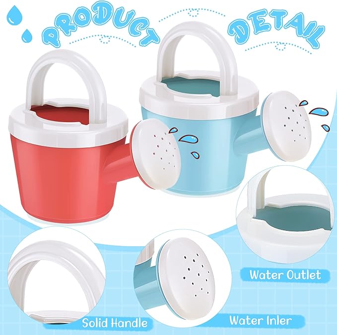 Sosation 12 Pieces Watering Can for Kids Bath Buckets Toys Play Sand Toys Plastic Small Watering Pot with Handles for Childrens Gardening Tools Beach Playing Sand(Basic Style)