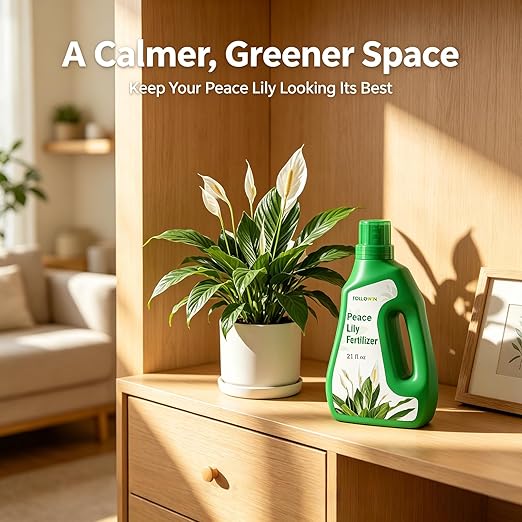 Followin Peace Lily Plant Food, 3-1-2 NPK Liquid Fertilizer for Indoor House Plants, EDTA Chelated Micronutrients, Spathiphyllum Concentrate Supporting Green Foliage and Healthy Roots, 21 fl oz