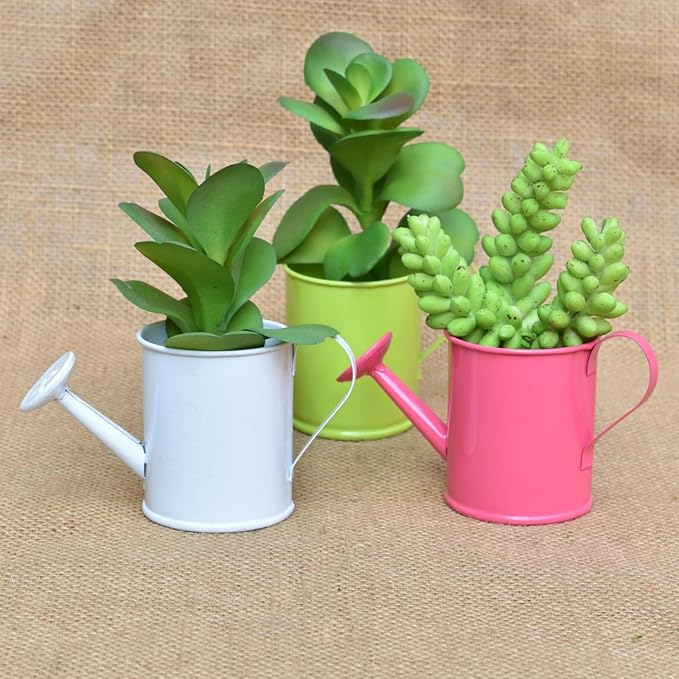 Mini Handmade Decorative Watering Can, Set of 6, Height 2.36 inch, Cute Metal Jug for Hand Crafts,Garden Theme Parties, Home Decor and Accessories of Refrigerator Magnets (Height 2.36 inch)