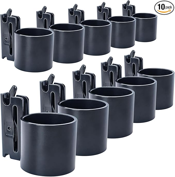 10-Pack E-Track Steel Tool Holders, 2" Circular Tube Tool Hangers Heavy Duty Tool Organizer to Keep Rakes, Shovels, Broom, Tools Stable, E Track Shovel Holder for Trucks, Trailers
