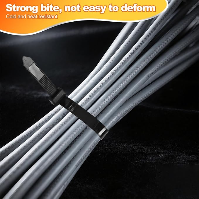 10''+12''+14''+18'' Zip Ties Assorted Sizes, 500 Pack 200 LBS Black Cable Ties - Heavy Duty Nylon Wire Ties, Self-Locking, UV Resistant for Indoor/Outdoor Us