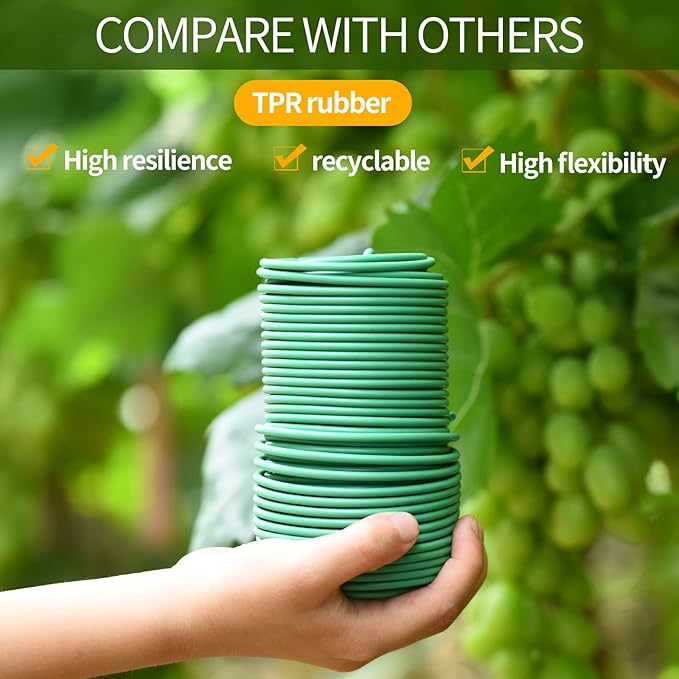 80 Feet Green Plant Twist Ties, Soft Plant ties for Support with 20 PCS Clips, Gardening Supplies for Plants Office Home Organization 3mm Diameter