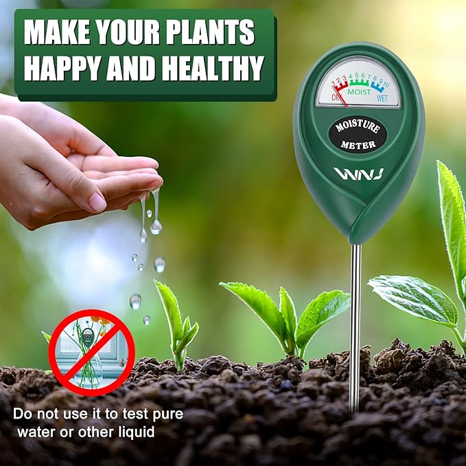 WNJ 2 Pack Soil Moisture Meter, Plant Water Monitor, Lawn Moisture Meter，Soil Hygrometer Sensor for Gardening, Farming, Indoor and Outdoor Plants