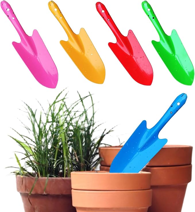 Garden Trowel for Digging and Planting, Mini Colorful Metal Hand Shovel, Small Trowel Set Garden Tools for Flower Soil Planting Digging Transplanting Ideal Gardening Gift for Kids