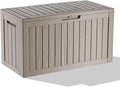 PatioZen 90 Gallon Deck Box,Resin Outdoor Storage Box with Lockable for Patio Furniture, Pool Accessories, Garden Tools Waterproof Outside Storage Box, Grey