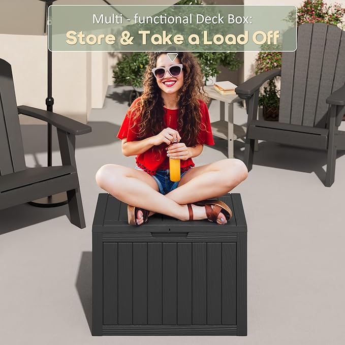50 Gallon Outdoor Storage Box, Resin Deck Boxes Outdoor Waterproof For Patio Furniture, Garden Tools, Pool Supplies, Lockable And UV Resistant (Striped Black)