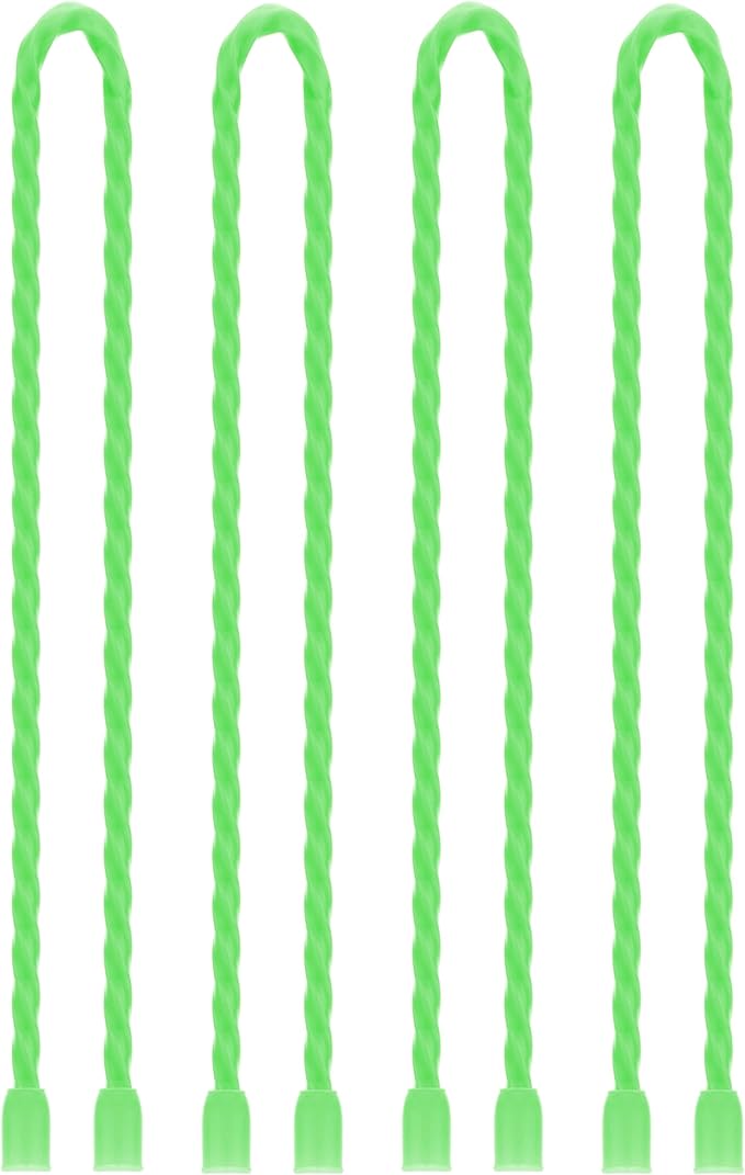 TRIPLE DEER 4Pcs 24-Inch Silicone Cable Ties Colorful Reusable Steel-Core Silicone Twist Gear Tie Straps for Bundling and Organizing, Bendable Holder Strap for Indoor and Out All Purpose, Bright Green
