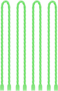 TRIPLE DEER 4Pcs 24-Inch Silicone Cable Ties Colorful Reusable Steel-Core Silicone Twist Gear Tie Straps for Bundling and Organizing, Bendable Holder Strap for Indoor and Out All Purpose, Bright Green