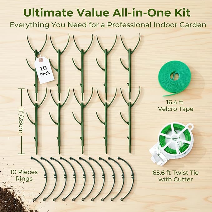 Monstera Plant Support Stakes Indoor - 10 Pack Stackable Garden Trellis for Potted Climbing Pothos Support - Durable All-in-One Tall Plant Sticks Pole for Modern Home Gardening