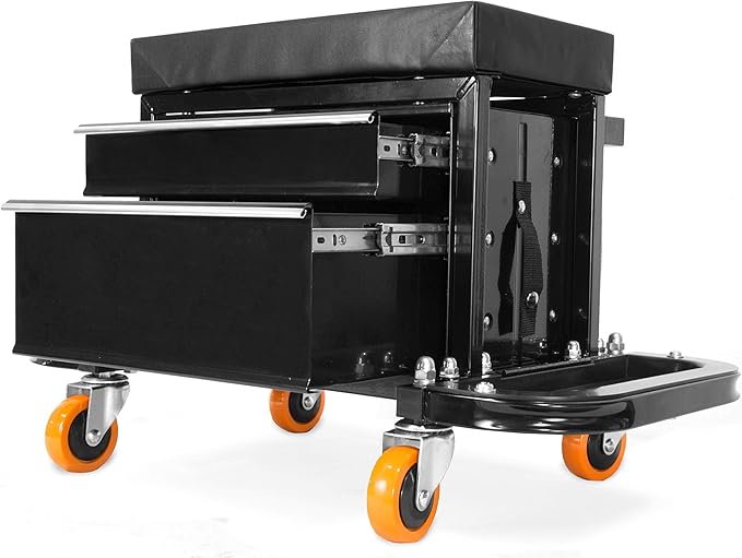 WEN GG1400 400-Pound Capacity Garage Glider Rolling Tool Chest Seat with Storage Pouch