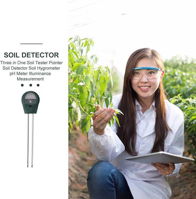 POPETPOP Soil Tester for Garden Farm Potted Plants Moisture Ph and Light Battery Lightweight Design for Use Fast Soil Light Test Tool