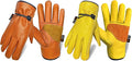 2 Pairs Leather Work Gloves for Men or Women, Non-fading Cowhide, for GardeningConstruction, Welding, Yardwork, driver