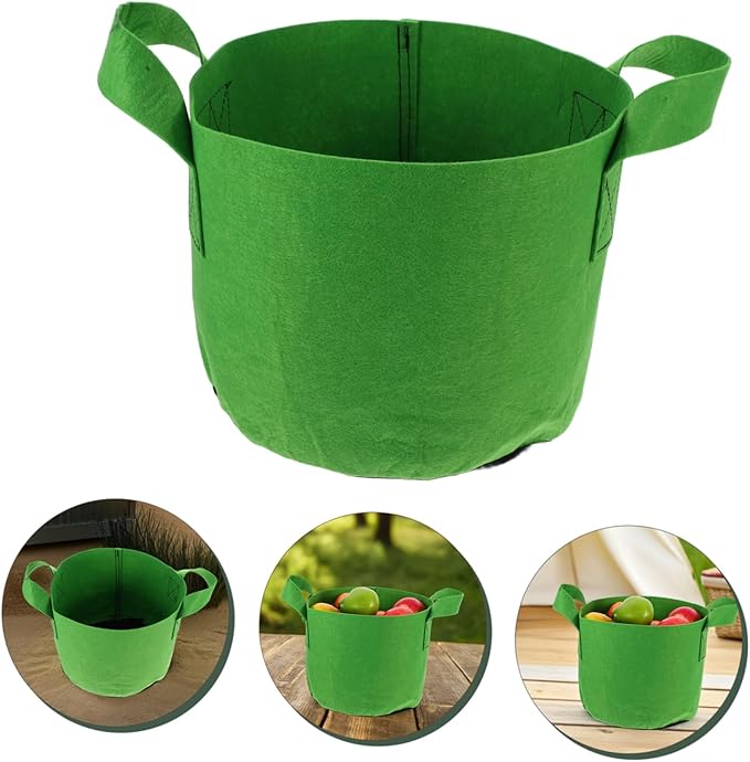 Kisangel 5pcs Reusable Garden Grow Bags Breathable Non Woven Fabric Planting Bags with Robust Handles for Growing Potatoes Vegetables Flowers and Fruits Efficient Drainage and Air