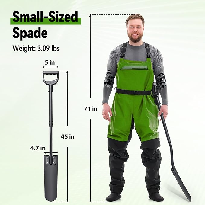 Spade Shovel,15 inch Long Narrow Spade, Heavy Duty Garden Trench Shovel for Digging,Trenching, Planting,Scraping, Edging with Cutting Blade, D Handle, Foot Rest Pedal, 45 Inches Drain Spade