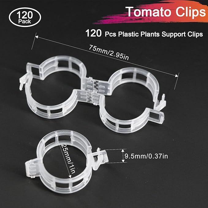 120 Pack Tomato Clips for Climbing Plants - Plant Support Clips, Garden Clips & Tomato Trellis Accessories | Plastic Plant Clips for Vertical Gardening, Cucumbers, Orchids, Vegetables