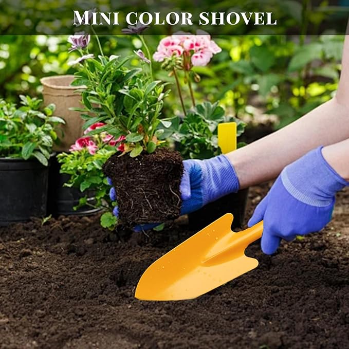 Garden Trowel for Digging and Planting, Mini Colorful Metal Hand Shovel, Small Trowel Set Garden Tools for Flower Soil Planting Digging Transplanting Ideal Gardening Gift for Kids