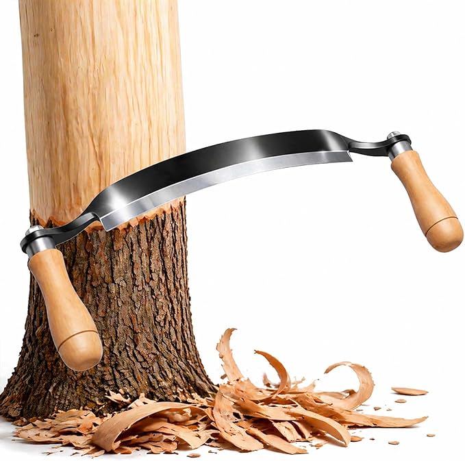 8'' Draw Knife Woodworking Curved Debarking Tool with Ergonomic Handle, 1095 High Carbon Steel Blade, Durable & Sharp, for Tree Pruning, Woodworking, and Bark Stripping