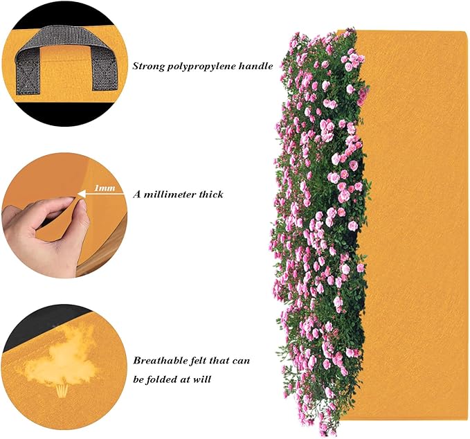 Square Grow Bags, Garden Fabric Planter Container with Handles Bed Flower Vegetables Pots 1MM Thickness Economic Colorful (Brown,15.75x11.81x7.87 Rectang)