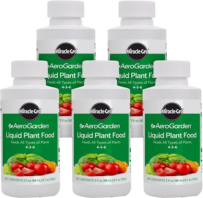 AeroGarden 3 fl. oz. Liquid Plant Food by Miracle-Gro, 5 Pack Bundle - for Use in All Soil-Free Hydroponic Indoor Gardens