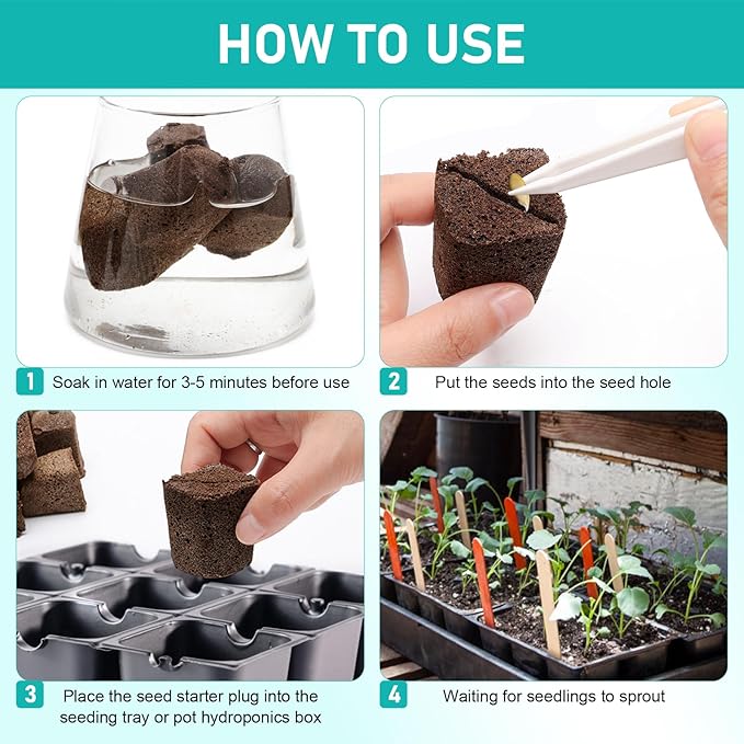 50P Seed Starter Sponge for Germinate Quickly, Hydroponic Sponges Grow Starter Pod for Plants Vegetables Flowers Seedling Starter Sponges Kit, Rapid Rooter Plugs for LAPOND Hydroponics Growing System