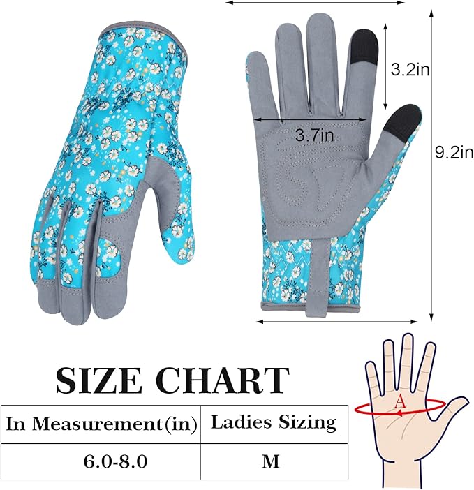 Leather Gardening Gloves for Women Thorn Proof Garden Gloves Touch Screen Working Gloves Gifts,M