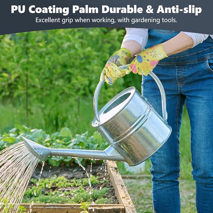 Ainiv 10 Pairs Red Gardening Gloves for Women, PU Coated Polyester Knitting Garden Gloves, Non-Slip Grip Work Gloves Women