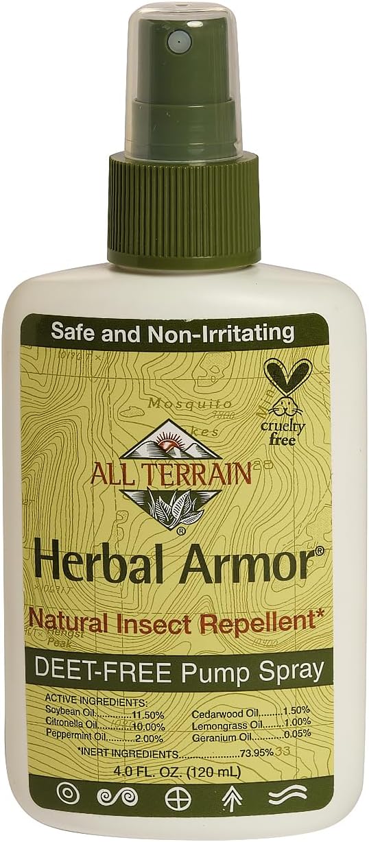 Herbal Armor DEET-Free Pump Spray 4oz. Insect Repellent, Plant-Based and All-Natural Bug Repellent, Safe for Family and Pets, Mosquito and Bug Protection