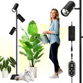 90W Dimmable Grow Light, Warm White Full Spectrum COB LED Triple-Head Floor Lamp with High CRI, 6/8/12H Timer, Adjustable Height (43"-83") & Angle – Standing Grow Lights for Indoor Plants
