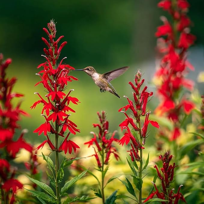 200+Perennial Red Cardinal Flower Seeds for Planting Outdoors-Wild Cardinal Flower Attracts Bees&Butterflies Fragrant Butterfly