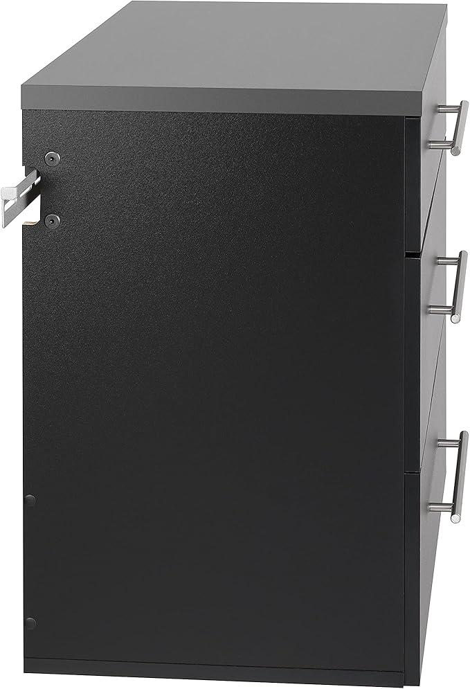 Prepac HangUps 30'' Garage Storage Cabinet with 3 Drawers, Wood Wall Mount Pantry Cabinet, Wall Hanging Laundry Room Cupboard, Kitchen Pantry for Garage, Kitchen and Laundry Organization, Black