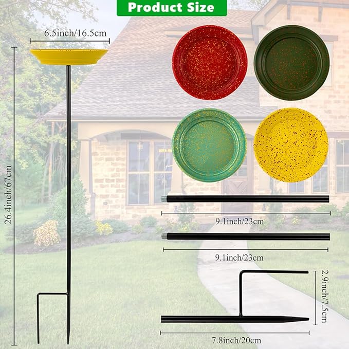 dreamysoul 4 Pack Bee Watering Station, Metal Bee and Butterfly Feeders with Metal Stake, Bee Butterfly and Bird Bath for Outdoor Garden Yard Lawn Decor