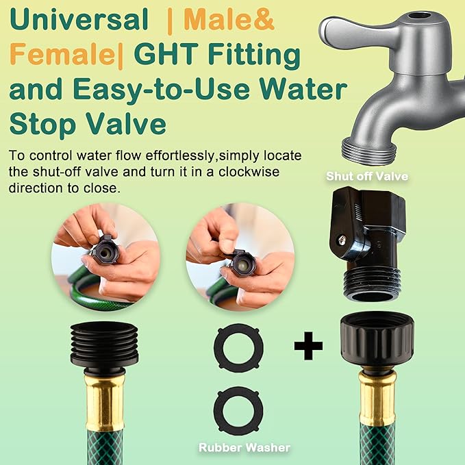 Leader Hose for Outdoor Garden Connection: 1FT 1/2" Short Hose with Male to Female Fittings Leakproof and No Kink for Faucet Extension Drip Irrigation