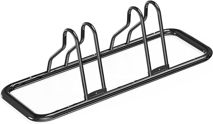 Simple Houseware 2-Bike Floor Storage Rack - Adjustable Bicycle Parking Stand & Garage Organizer for Road and Kids Bikes, Black