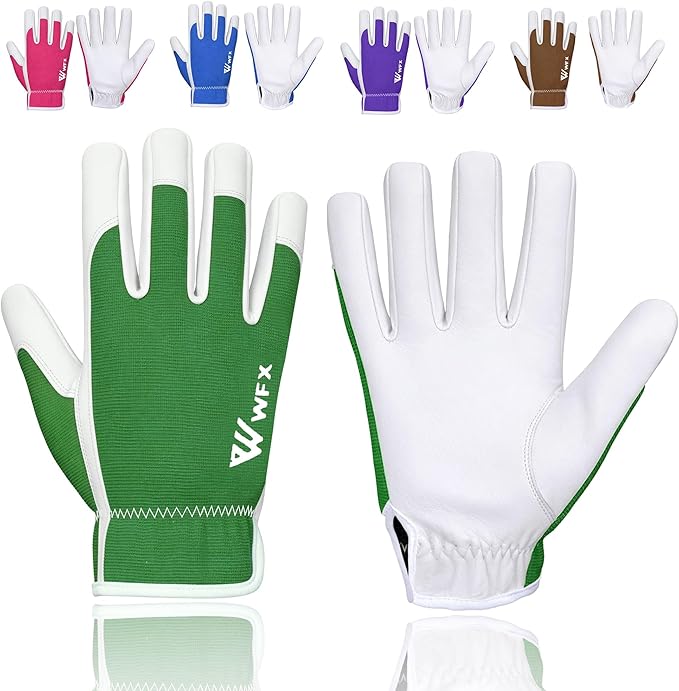 Work Gloves Gardening Breathable Rigger Palm Gardening Gloves Ladies Mens Gripper Utility Leather Thorn Proof