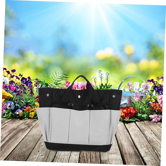 STOBOK Gardening Tool Storage Bag Oxford Cloth Organizer Portable Handle Multi-Pocket Design for for Garden Tools