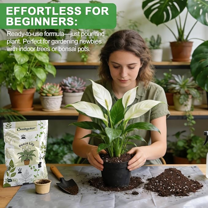 Premium Peace Lily Potting Soil 1qt– All Natural, Well-Draining & Breathable Soil for Peace Lily & Indoor Plants