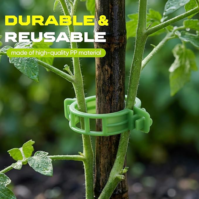 100pcs Tomato Clips for Climbing plants, Plastic Trellis Plant Support Clips for Garden, Reusable Clips for Supporting Grape Tomato Vine and Vegetables Plants to Grow Upright Makes Plants Healthier