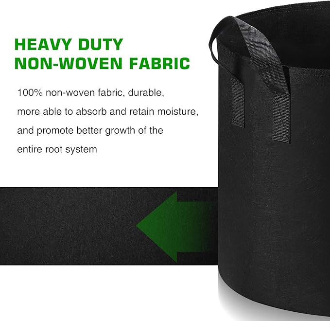 12-Pack 15 Gallon Grow Bags Heavy Duty Thickened Nonwoven Fabric Pots with Durable Handles