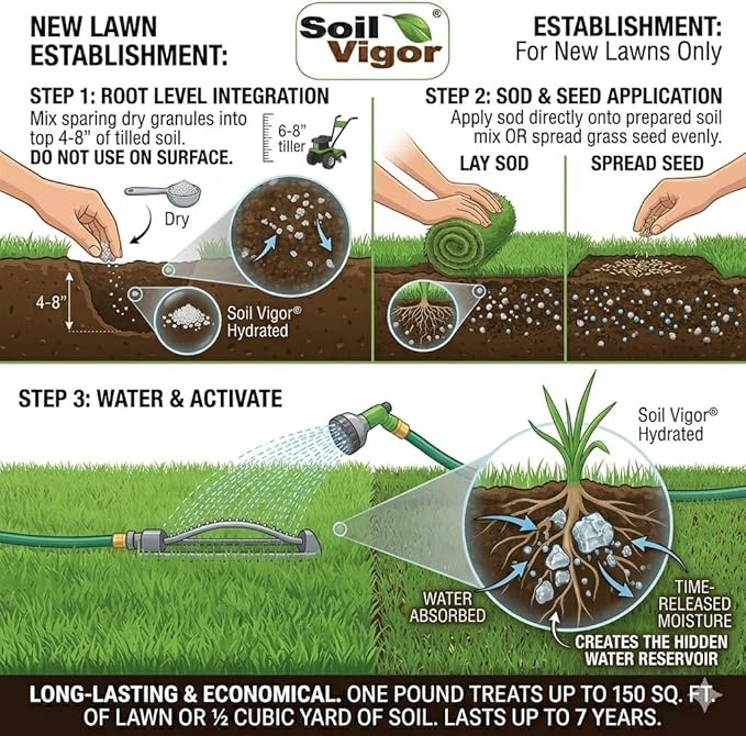 Water Storing Crystals – Commercial Grade Soil Additive & Moisture Retainer – Potassium Polyacrylate Super Absorbent Polymer for Plants, Gardens & Lawns (10)