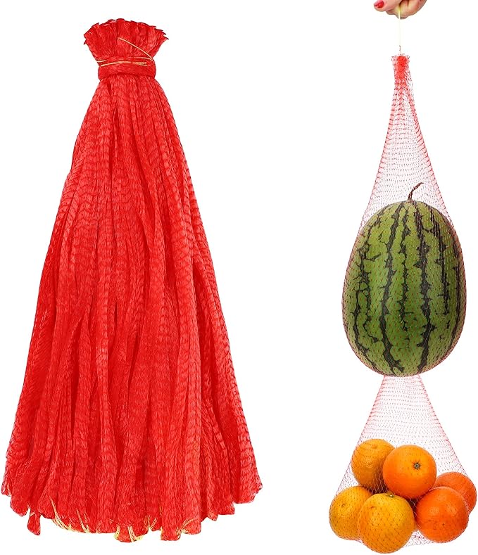 Onions Fresh Bag, 100 Pack Large Melon Hammock for Trellis Mesh Vegetable Bags Reusable Produce Bags Watermelon Nets Melon Cradle for Garden, Honeydew Melon, Cantaloupe, 23.6 inch