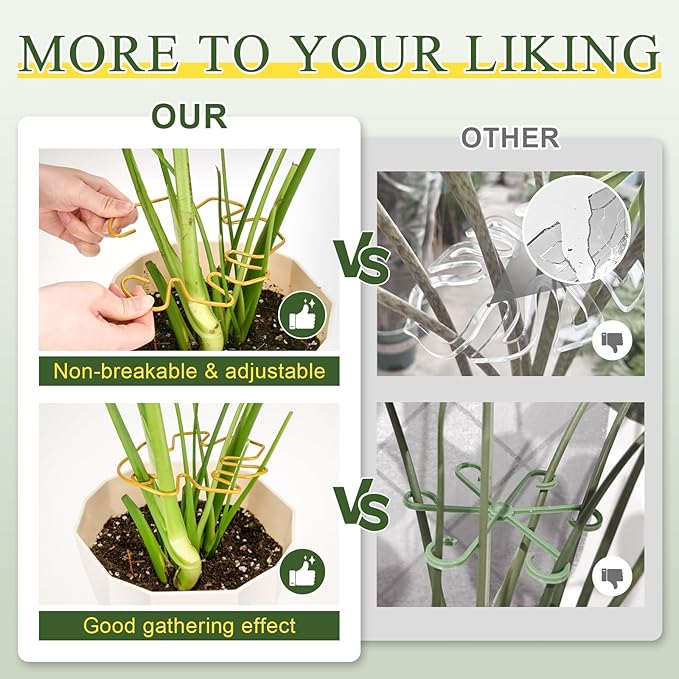 Monstera Plant Support 5 Pack, Plant Supports for Indoor Plants, Metal Plant Stem Holder Large Plant Support Ring for Climbing Plants Stem Stabilizer Moss Pole Growth