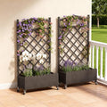 COMHOMA 2 Pack Raised Garden Bed with Trellis and Wheels,48Inch Elevated Planter Box with Drainage Holes,Lattice Privacy Screen for Climbing Plants Vegetables,Outdoor for Patio Balcony Yard,Brown